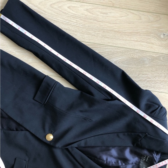 Zara Basic Navy Blue Gathered Shoulder Blazer - Picture 5 of 13
